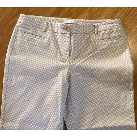 Dalia Ankle Pants Womens Beige Geometric Pattern Size 8 Cotton Spandex Pockets - Picture 3 of 8